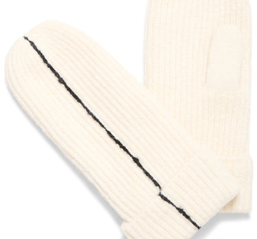 ICHI HANDSCHOENEN WIT ME ZWARTE STREEP