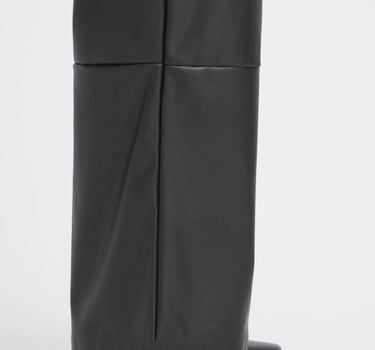 ICHI BROEK ZWART FAUX LEDER