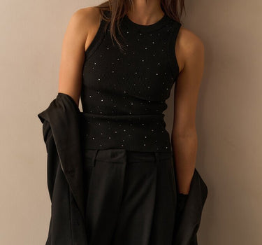 YAYA TOP ZWART MET GLITTER